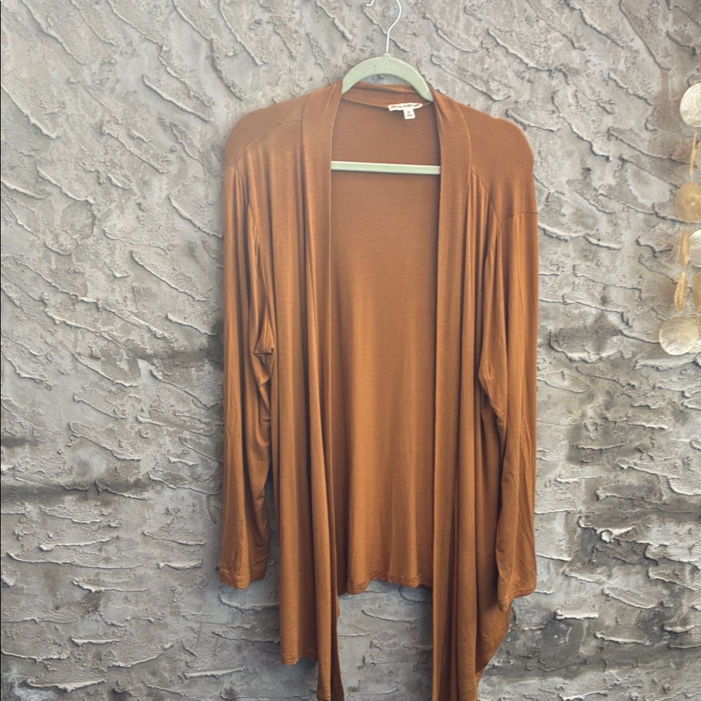 Plus Size Zenana Outfitters Brown Mustard Open Front Cardigan Sz 3x